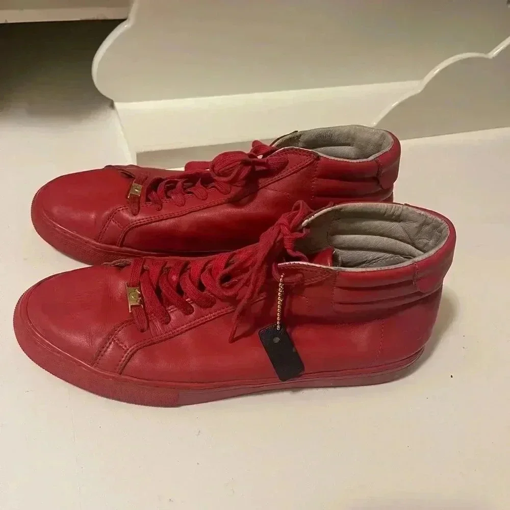 True Religion High Top Leather Sneakers True Red Mens US 9